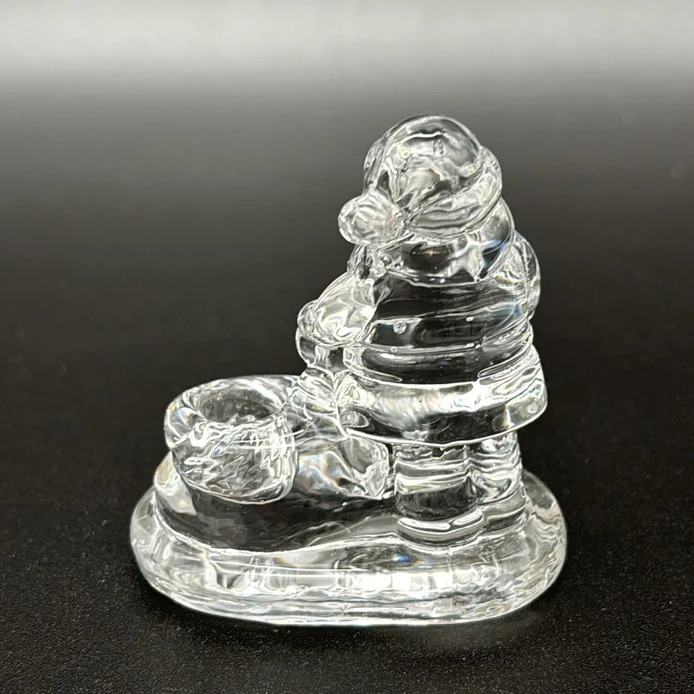 Williams-Sonoma Solid Glass Santa Set of 4 Tiny Taper Holders